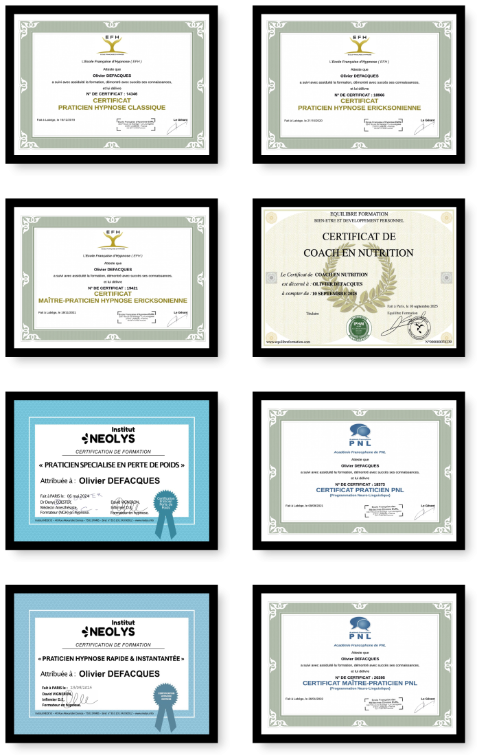 Certification hypnose classique et hypnose Ericksonienne - Certification PNL - Certification coaching en nutrition - accompagnement en perte de poids

Formation accompagnement comportement alimentaire